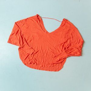 Urban Outfitters BDG Orange Waffle Knit Cropped Long Sleeve Blouse Size XSmall